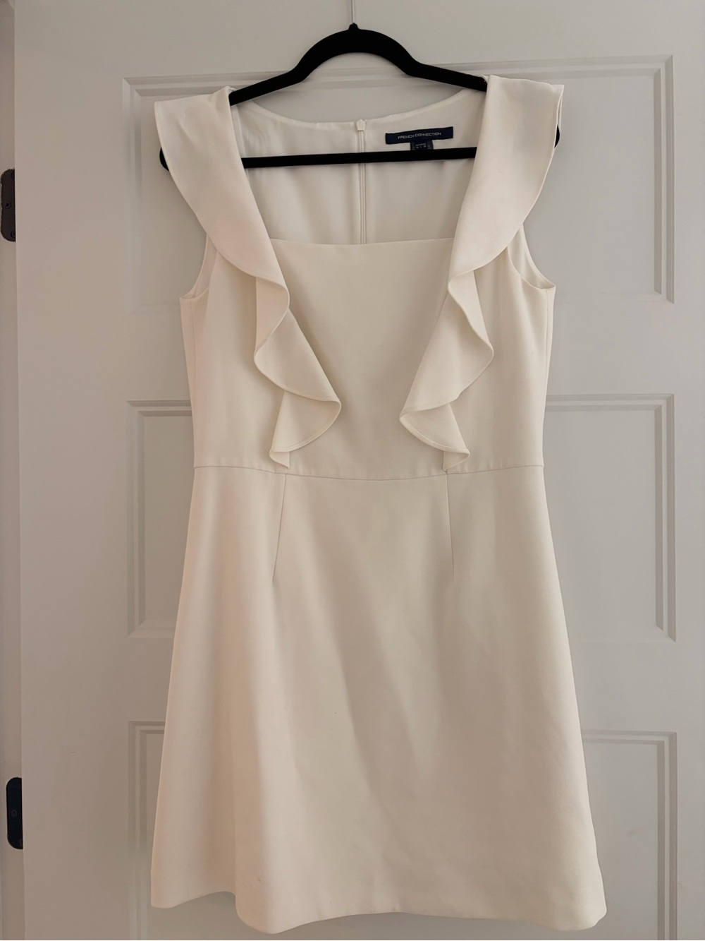 French Connection Cream Ruffle-Front Mini Dress - Picture 2 of 6